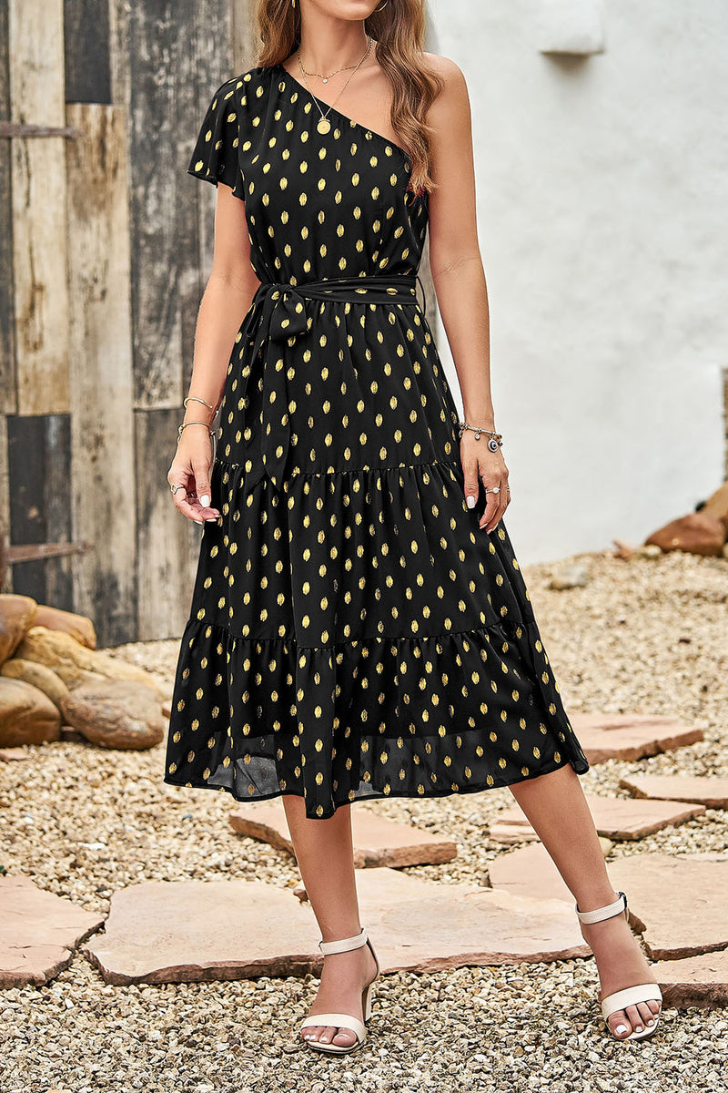 One sleeve polka dot clearance dress