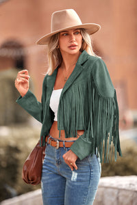 PRETTYGARDEN Women's Fringe Faux Suede Leather Jackets Fashion Tassel Motorcycle Cropped Coats