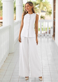 PRETTYGARDEN Women's 2 Piece Sets Summer Work Clothes Sleeveless Blazer Vest Pants Suits Spring Business Casual Outfits PRETTYGARDEN