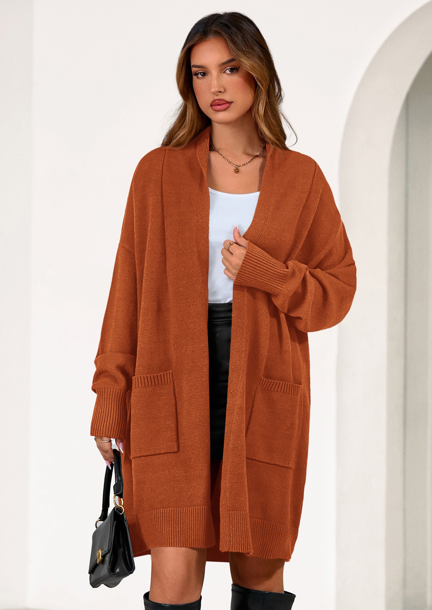 PRETTYGARDEN Women's Open Front Cardigan Long Sleeve Cozy Knit Sweaters Winter Fall Clothes Outerwear Coats