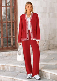 PRETTYGARDEN Lounge Sets for Women Fall Loungewear 2 Piece Outfits Cardigan Sweaters Track Suit Matching Winter Clothing