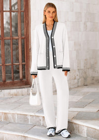 PRETTYGARDEN Lounge Sets for Women Fall Loungewear 2 Piece Outfits Cardigan Sweaters Track Suit Matching Winter Clothing