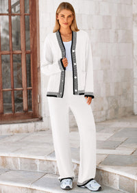 PRETTYGARDEN Lounge Sets for Women Fall Loungewear 2 Piece Outfits Cardigan Sweaters Track Suit Matching Winter Clothing