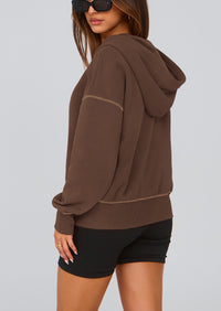 PRETTYGARDEN Women's Hooded Sweatshirts Long Sleeve Half Zip Cropped Hoodie Pullover Winter Fashion Clothes