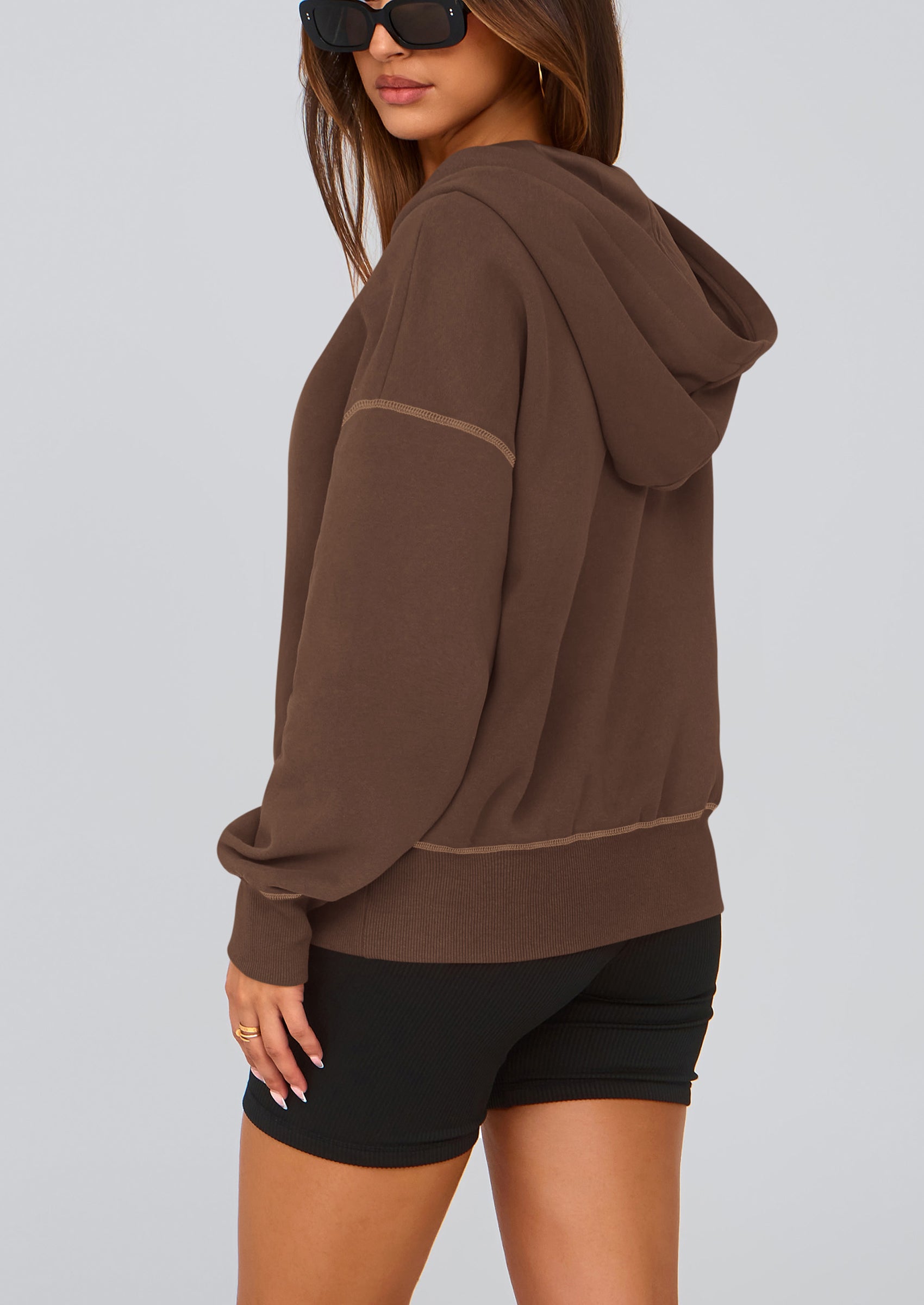 PRETTYGARDEN Women's Hooded Sweatshirts Long Sleeve Half Zip Cropped Hoodie Pullover Winter Fashion Clothes