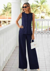 PRETTYGARDEN Women's 2 Piece Sets Summer Work Clothes Sleeveless Blazer Vest Pants Suits Spring Business Casual Outfits PRETTYGARDEN