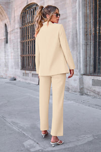 Women's Fall 2 Piece Blazer Outfits Business Casual Oversized Jacket Wide Leg Work Pants Dressy Suit Set