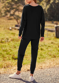 PRETTYGARDEN Women's Fall 2 Piece Lounge Set Long Sleeve Tops Ribbed Pants Spring Matching Sweatsuit Travel Outfits Clothes