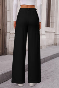 Women's Wide Leg Dress Pants Dressy Casual High Elastic Waisted Work Office Trousers Palazzo Pants