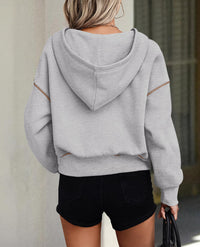 Women's Hooded Sweatshirts Long Sleeve Half Zip Cropped Hoodie Pullover Fall Fashion Clothes