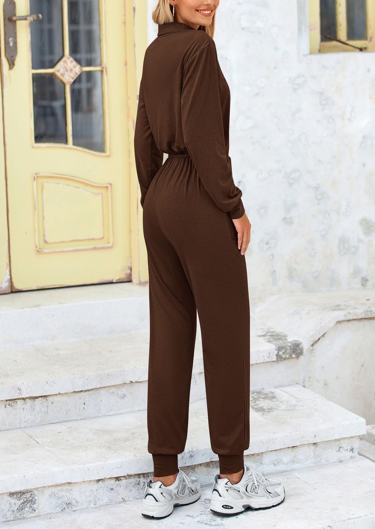 Women's Jumpsuits Fall Long Sleeve Rompers One Piece Outfits For Women  Button up Lounge Wear