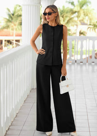 PRETTYGARDEN Women's 2 Piece Sets Summer Work Clothes Sleeveless Blazer Vest Pants Suits Spring Business Casual Outfits PRETTYGARDEN