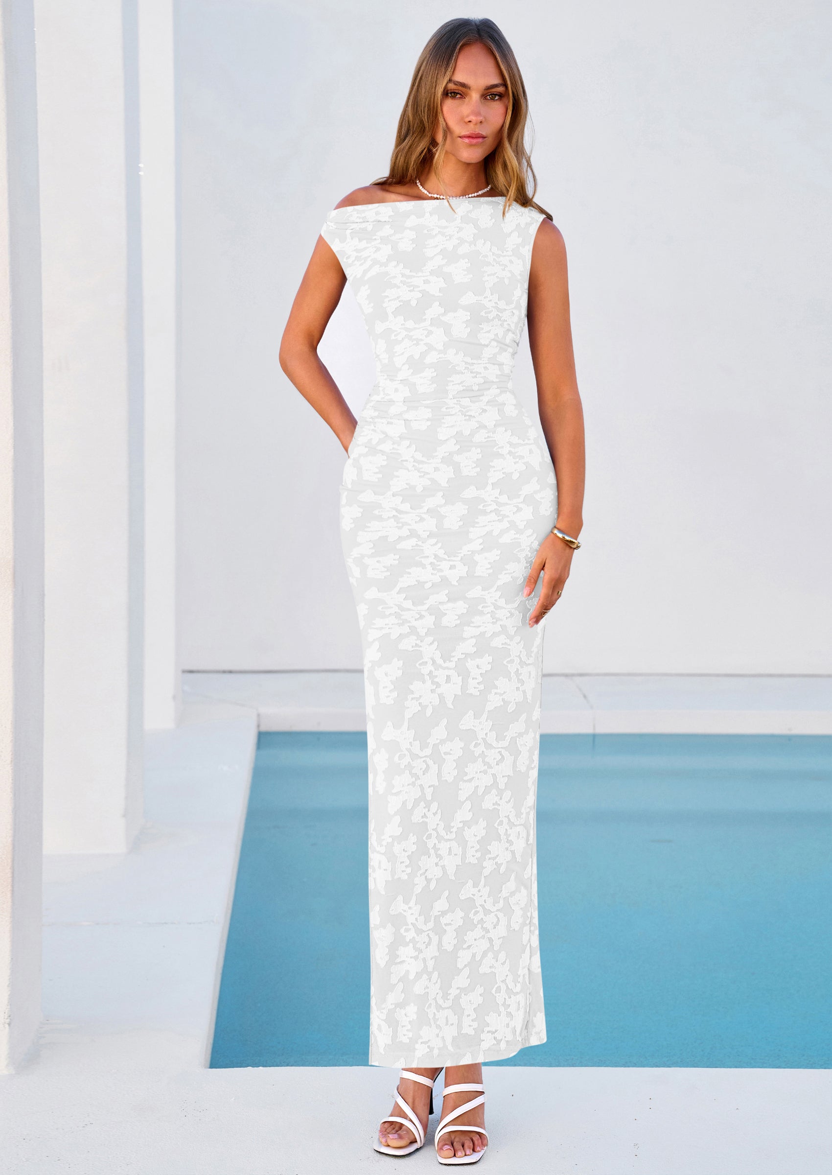 PRETTYGARDEN Womens Floral One Shoulder Maxi Dress Summer Spring Bodycon Ruched Side Slit Elegant Cocktail Party Dresses PRETTYGARDEN