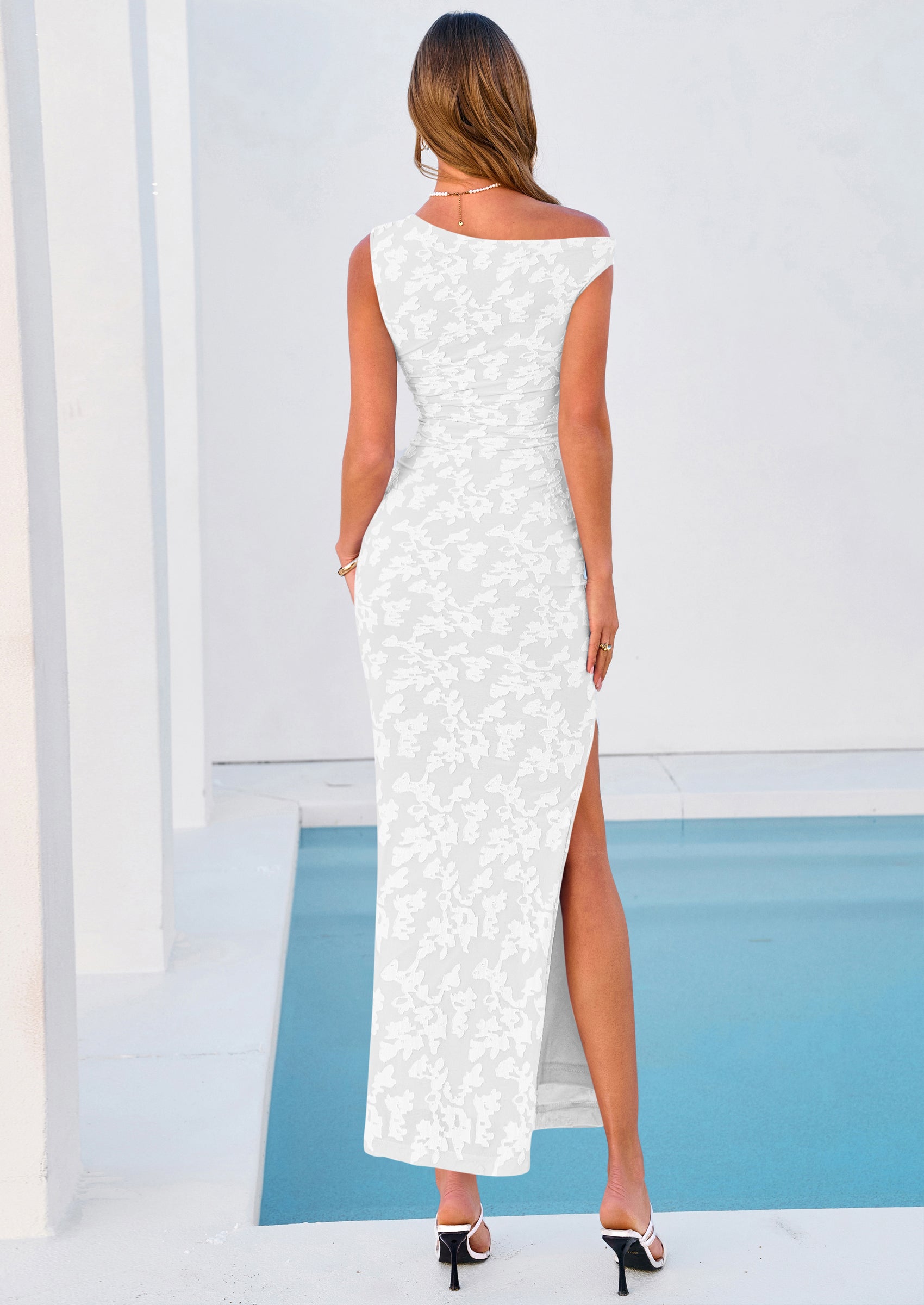 PRETTYGARDEN Womens Floral One Shoulder Maxi Dress Summer Spring Bodycon Ruched Side Slit Elegant Cocktail Party Dresses PRETTYGARDEN