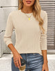 Women's Basic Plain Fall Long Sleeve Crewneck Textured Dressy Casual T-shirts