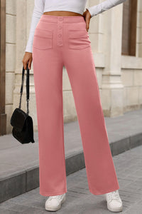 Women's Dressy Casual Dress Pants Straight Leg High Elastic Waisted Stretch Trouser Slacks