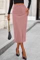 Women's Fall Midi Pencil Skirts Dressy Casual Work Office High Waisted Long Slit Corduroy Skirt