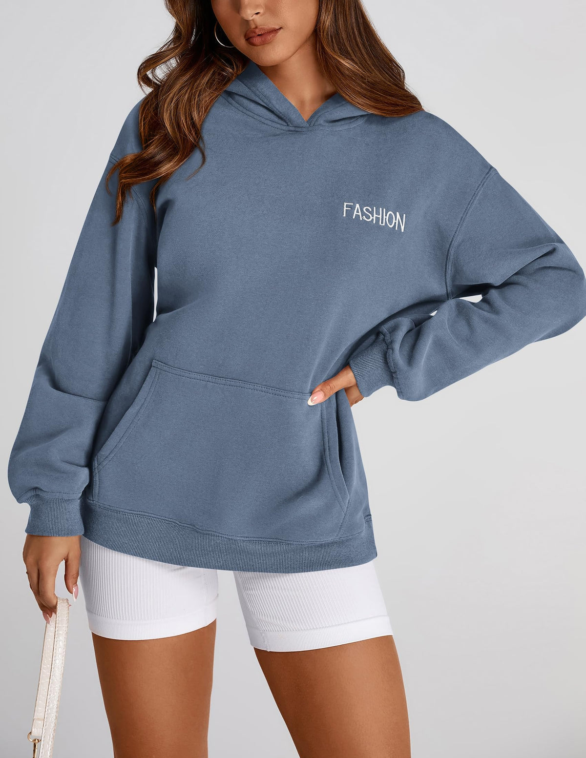 Womens Long Sleeve Hoodies   Fall Fashion Outfits Solid Oversized Pullover Sweatshirts Clothes with Pockets