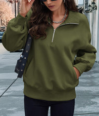 Women's Half Zip Sweatshirts Long Sleeve Cropped Pullover Tops Fall Fashion Y2K Clothes