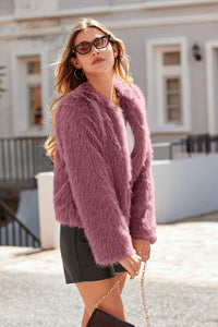 PRETTYGARDEN Women's Winter Coats Fleece Cropped Jacket Faux Fur Long Sleeve Pockets Shaggy Warm Outerwear Fall Clothes