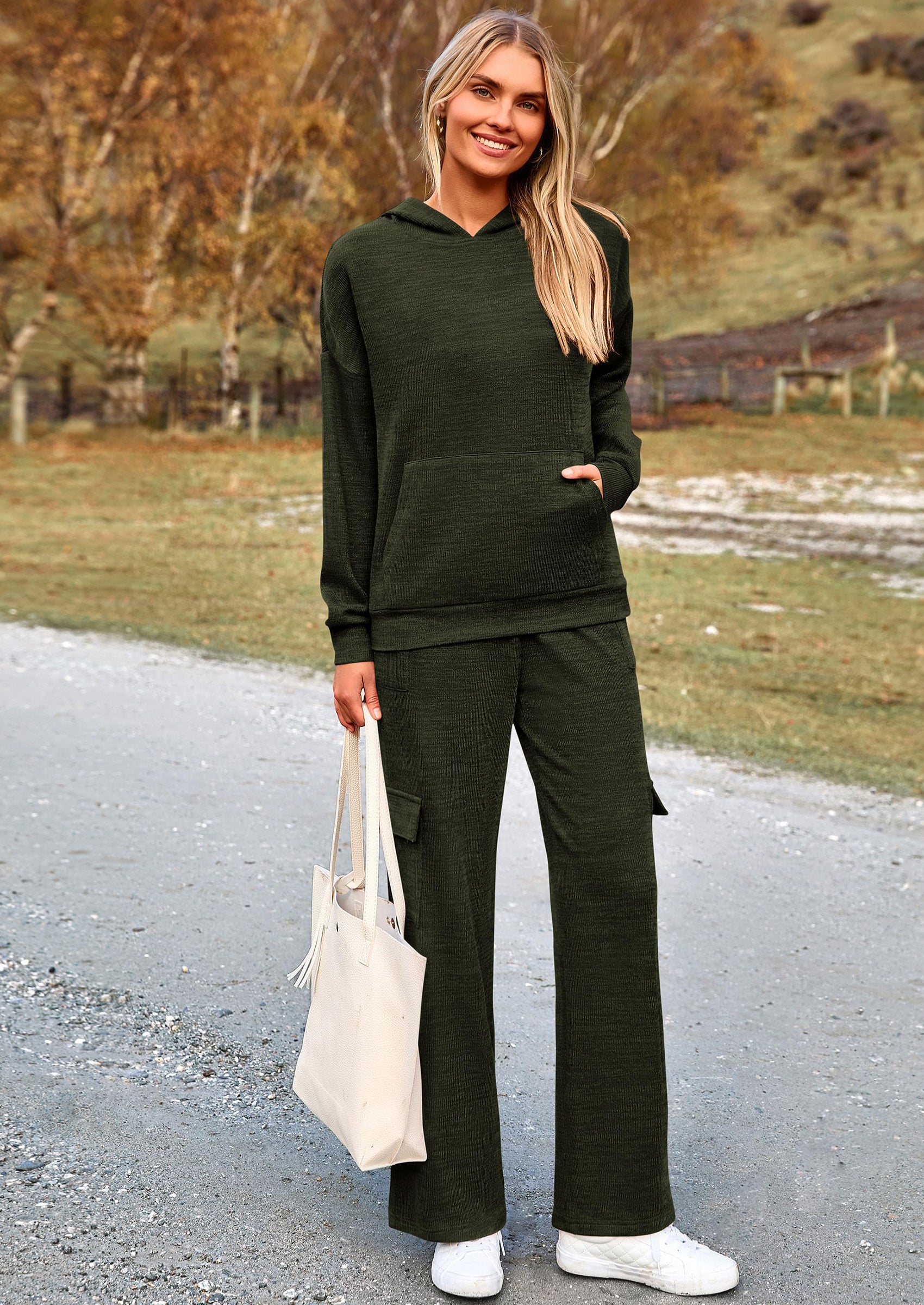 PRETTYGARDEN 2 Piece Sets For Women Fall Sweatsuits Outfits Lounge Matching Hoodie Set Travel Track Suits Winter Clothes