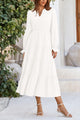 Women's Fall Maxi Dress Long Sleeve V Neck Tiered Ruffle Flowy A Line Cocktail Party Dresses