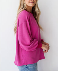 Women's Long Sleeve Tee Shirts Fall Trendy Clothes Casual Loose Crewneck Ribbed Blouse Tunic Tops