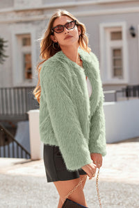 PRETTYGARDEN Women's Winter Coats Fleece Cropped Jacket Faux Fur Long Sleeve Pockets Shaggy Warm Outerwear Fall Clothes