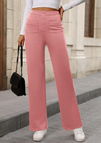 PRETTYGARDEN Women's Dressy Casual Dress Pants Straight Leg High Elastic Waisted Stretch Trouser Slacks