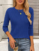 Women's Basic Plain Fall Long Sleeve Crewneck Textured Dressy Casual T-shirts