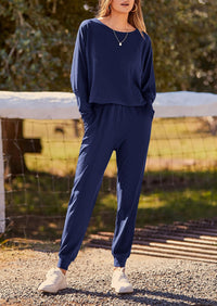 PRETTYGARDEN Women's Fall 2 Piece Lounge Set Long Sleeve Tops Ribbed Pants Spring Matching Sweatsuit Travel Outfits Clothes