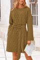 Women's Long Sleeve Dresses   Fall Casual Short Belted Dress Trendy Quilted Outfits with Pockets