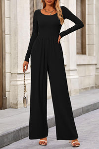 Fall Jumpsuits for Women Dressy Casual Long Sleeve Wide Leg Pants Rompers One Piece Outfits