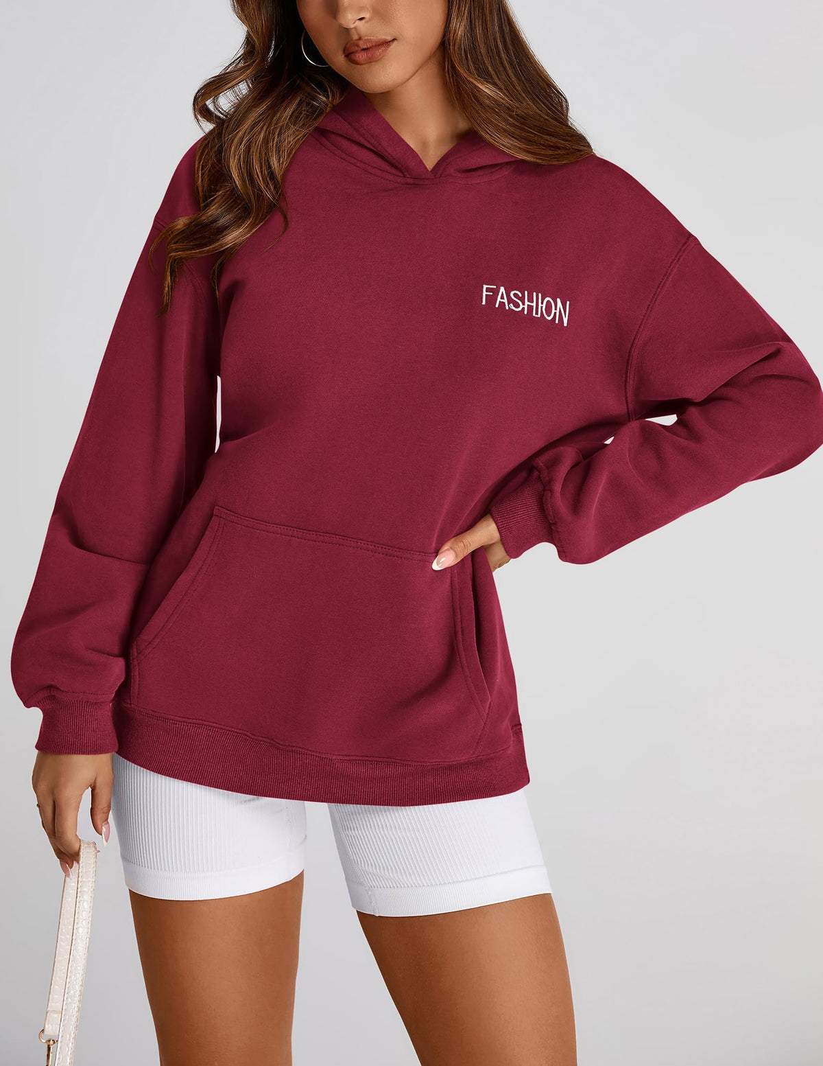 Womens Long Sleeve Hoodies   Fall Fashion Outfits Solid Oversized Pullover Sweatshirts Clothes with Pockets