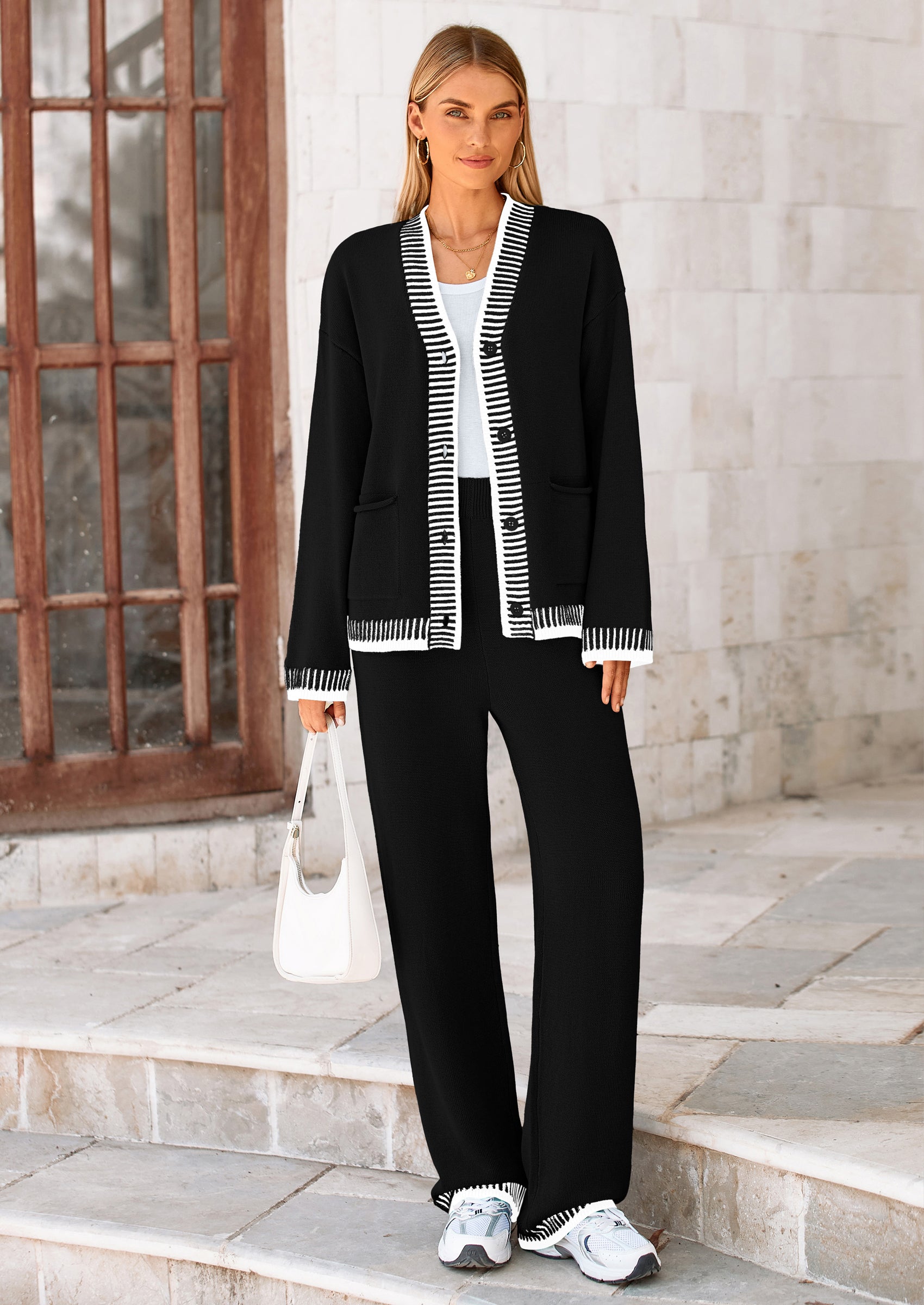 PRETTYGARDEN Lounge Sets for Women Fall Loungewear 2 Piece Outfits Cardigan Sweaters Track Suit Matching Winter Clothing