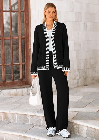 PRETTYGARDEN Lounge Sets for Women Fall Loungewear 2 Piece Outfits Cardigan Sweaters Track Suit Matching Winter Clothing