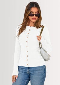 PRETTYGARDEN Womens Fall Cardigan Sweaters Lightweight Long Sleeve Button up Ribbed Knit Tops Winter Fashion Clothes