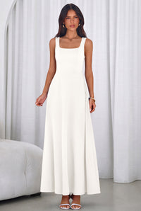 PRETTYGARDEN Womens Summer Dresses Sleeveless Elegant Square Neck Aline Swing Maxi Beach Wedding Guest Dress Pockets PRETTYGARDEN