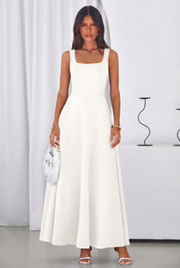 PRETTYGARDEN Womens Summer Dresses Sleeveless Elegant Square Neck Aline Swing Maxi Beach Wedding Guest Dress Pockets PRETTYGARDEN