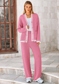 PRETTYGARDEN Lounge Sets for Women Fall Loungewear 2 Piece Outfits Cardigan Sweaters Track Suit Matching Winter Clothing