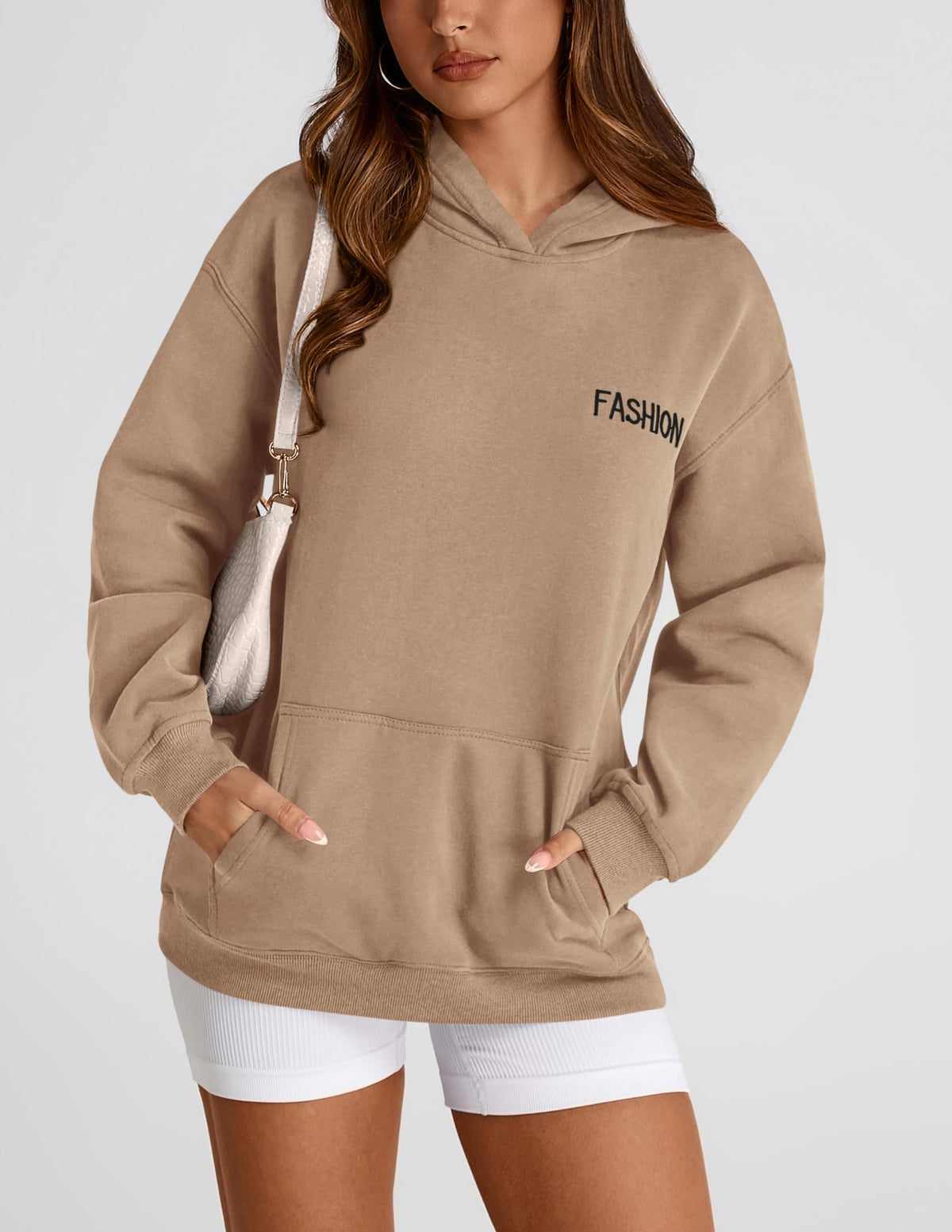 Womens Long Sleeve Hoodies   Fall Fashion Outfits Solid Oversized Pullover Sweatshirts Clothes with Pockets