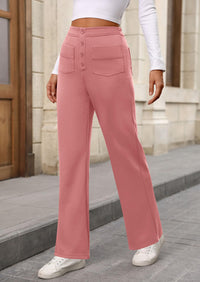 Women's Dressy Casual Dress Pants Straight Leg High Elastic Waisted Stretch Trouser Slacks