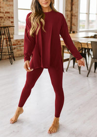 Fall 2 Piece Outfits Casual Long Sleeve Tunic Tops Legging Pants Matching Lounge Sets Sweatsuits