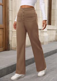 Women's Dressy Casual Dress Pants Straight Leg High Elastic Waisted Stretch Trouser Slacks