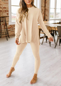 Fall 2 Piece Outfits Casual Long Sleeve Tunic Tops Legging Pants Matching Lounge Sets Sweatsuits