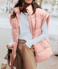 Women's Puffer Vest Fall Casual Stand Collar Lightweight Sleeveless Zip Up Padded Jackets Outerwear