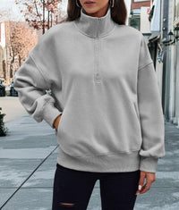 Women's Half Zip Sweatshirts Long Sleeve Cropped Pullover Tops Fall Fashion Y2K Clothes