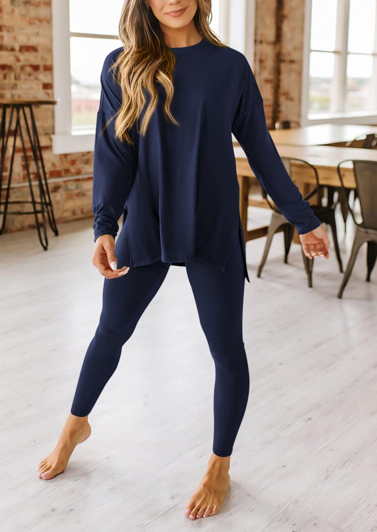 Fall 2 Piece Outfits Casual Long Sleeve Tunic Tops Legging Pants Matching Lounge Sets Sweatsuits