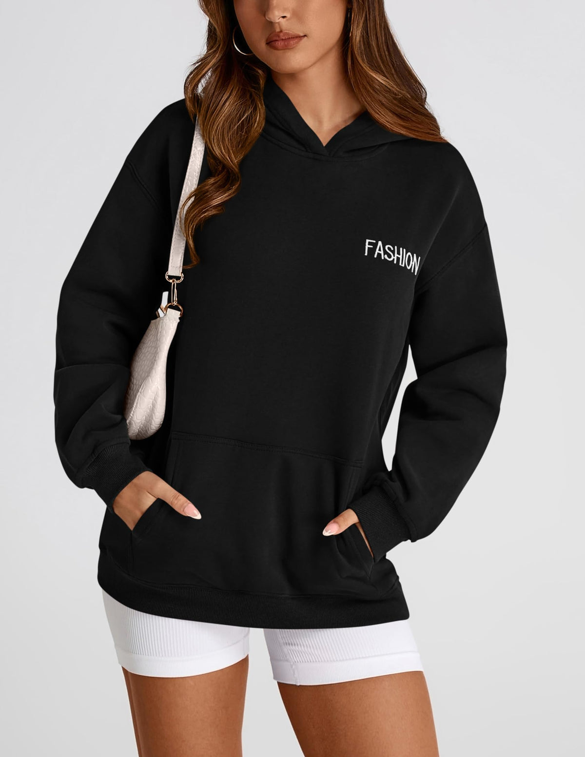 Womens Long Sleeve Hoodies   Fall Fashion Outfits Solid Oversized Pullover Sweatshirts Clothes with Pockets