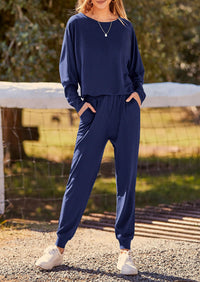 PRETTYGARDEN Women's Fall 2 Piece Lounge Set Long Sleeve Tops Ribbed Pants Spring Matching Sweatsuit Travel Outfits Clothes